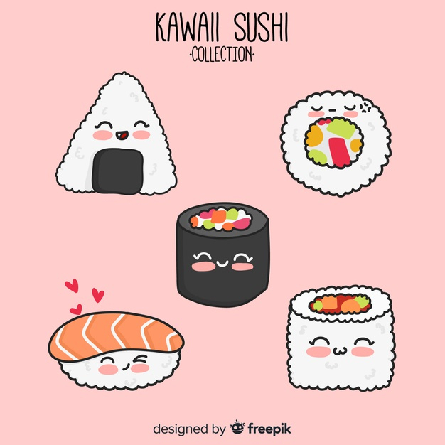 Free: Kawaii sushi collection Free Vector 