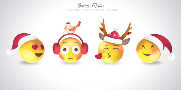 Cute christmas emoticon collection Free Vector - Nohat - Free for designer