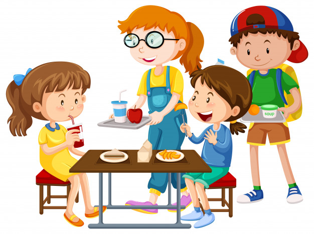 School children having lunch in the canteen 430696 Vector Art at Vecteezy