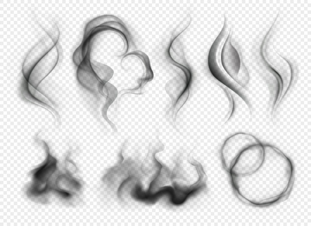 Black smoke cloud isolated over transparent background png illustration  Stock Illustration