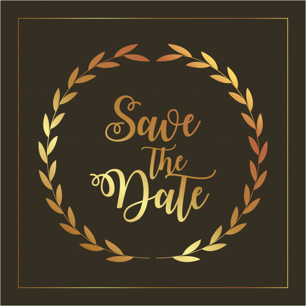 Free: Save the date card with golden foliage and letters Free Vector -  