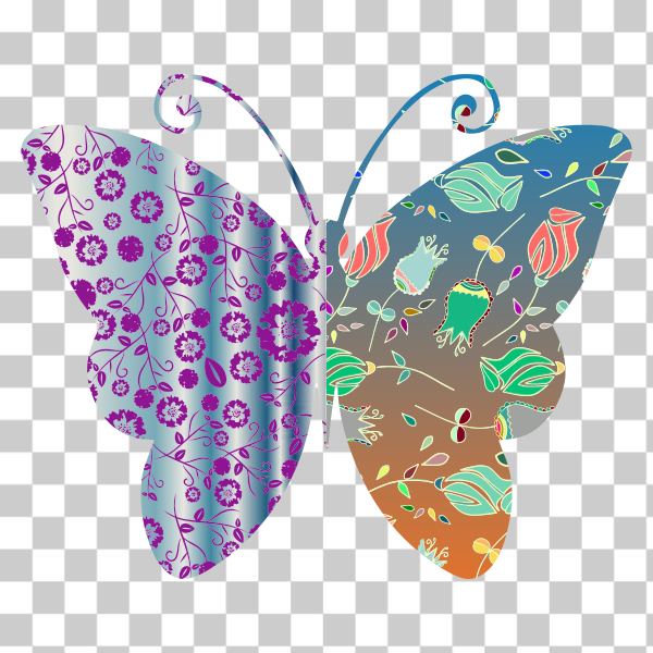 SVG Vintage Style Floral Butterfly - Nohat - Free for designer