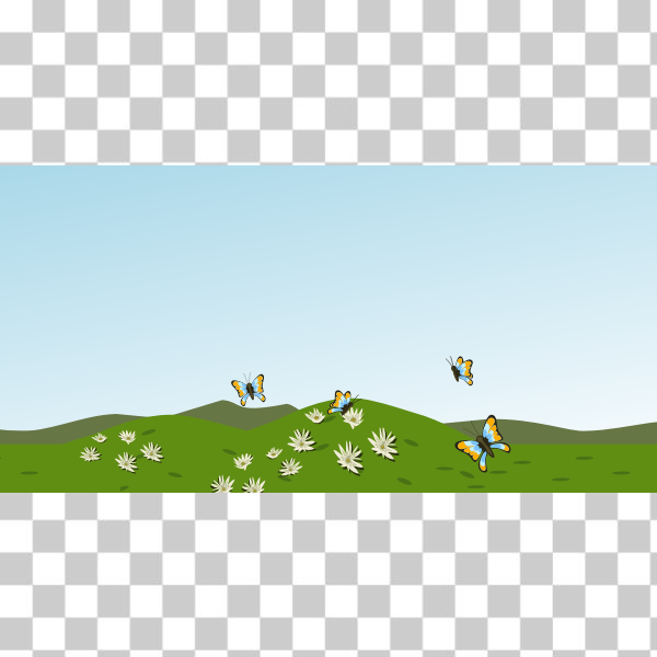 background,butterfly,cartoon,comic,countryside,flower,grass,green,hill,illustration,leaf,slope,Natural environment,Ecoregion,Grassland,bucolic,svg,freesvgorg