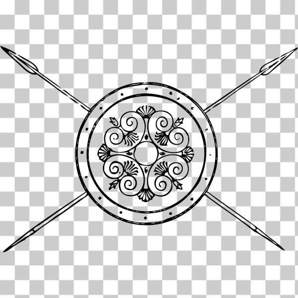 ancient,externalsource,grecian,Greece,greek,history,shield,spear,Black and White Icons,svg,freesvgorg