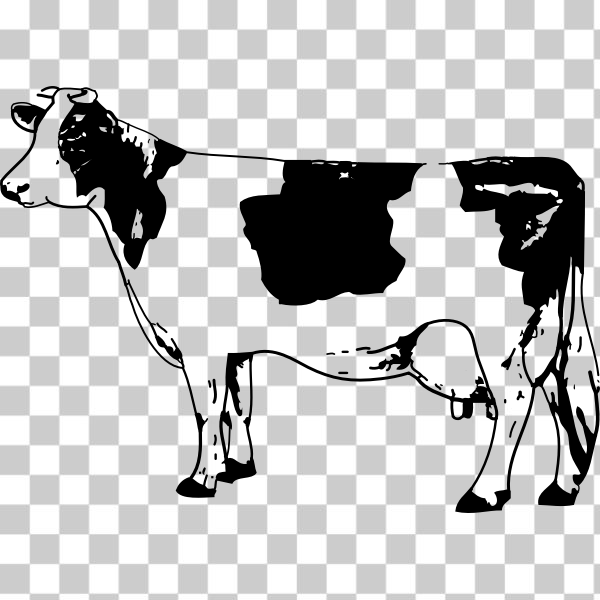 vintage,black and white,Cow-goat family,Dairy cow,Azoo,svg,freesvgorg,animal,animals,black,black-white,bovine,clip-art,Cow,dairy,livestock,mammal