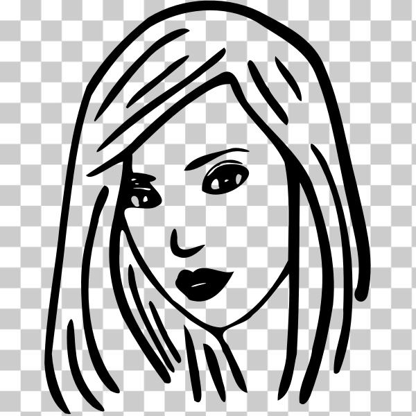 svg,monochrome,freesvgorg,nose,people,person,portrait,white,woman,black and white,Facial expression,black,cartoon,Cartoonie,eyebrow,face,girl,hair,head,line-art,Cheek,bedroom eyes