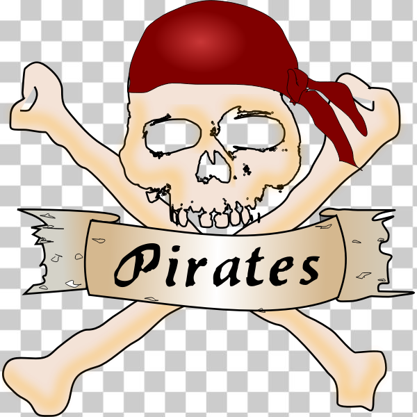 banner,bones,cartoon,clip-art,finger,gesture,graphics,illustration,line-art,pirate,pleased,skull,Fictional character,jolly roger,svg,freesvgorg