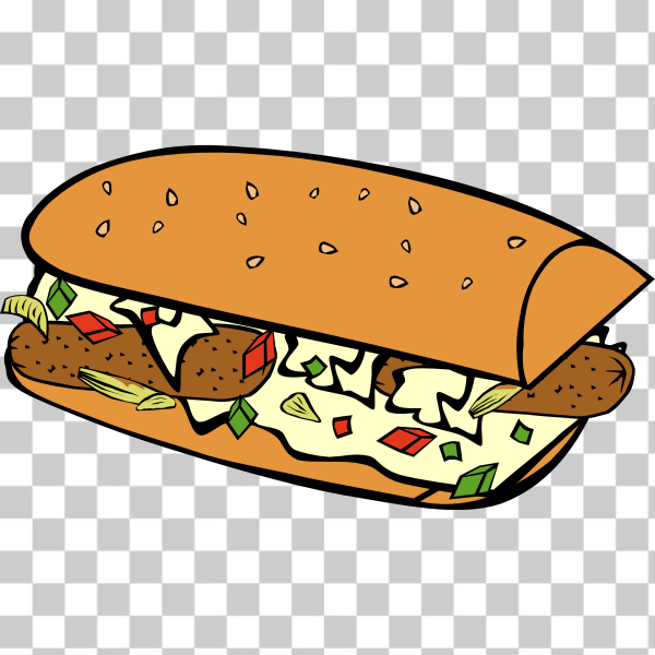 sub,pepper,svg,sandwich,freesvgorg,sausage,sesame,Fast food,Junk food,American food,colouring book,breakfast,bun,clip-art,cuisine,Dish,eggs,fastfood,food,menu,Hot dog bun,Submarine sandwich,onion