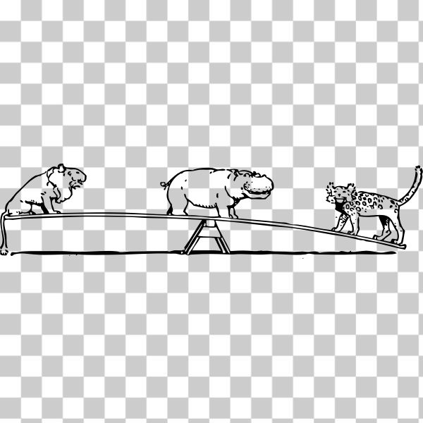 activity,animal,externalsource,hippo,line-art,lion,seesaw,tiger,Coloring book,Lesson Book,svg,freesvgorg