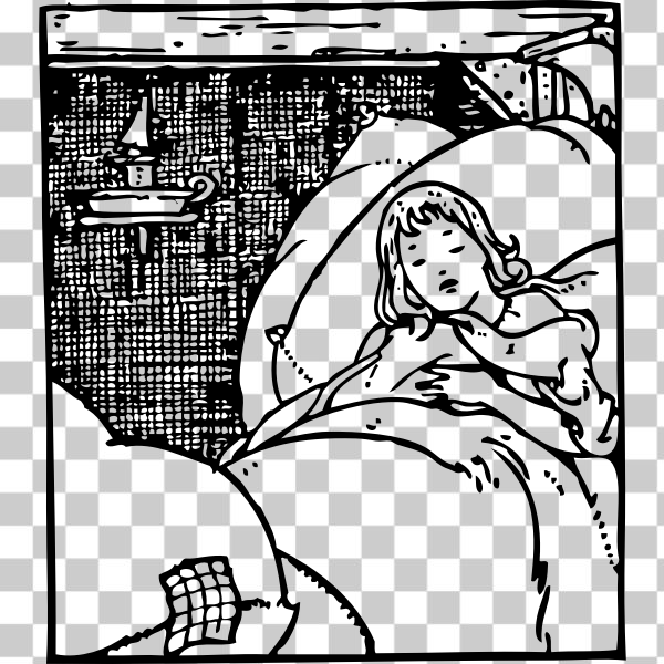 art,bed,cartoon,child,externalsource,fiction,girl,heads,illustration,line-art,monochrome,people,sleep,sleeping,style,black and white,Coloring book,Fictional character,svg,freesvgorg
