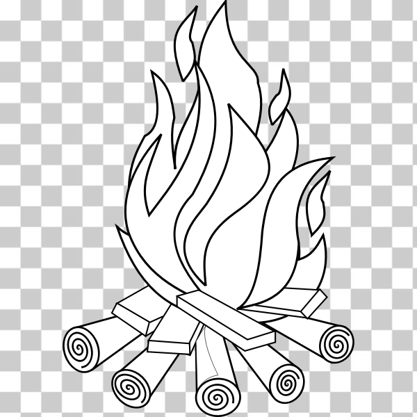 Free: SVG Camp fire line art vector drawing 