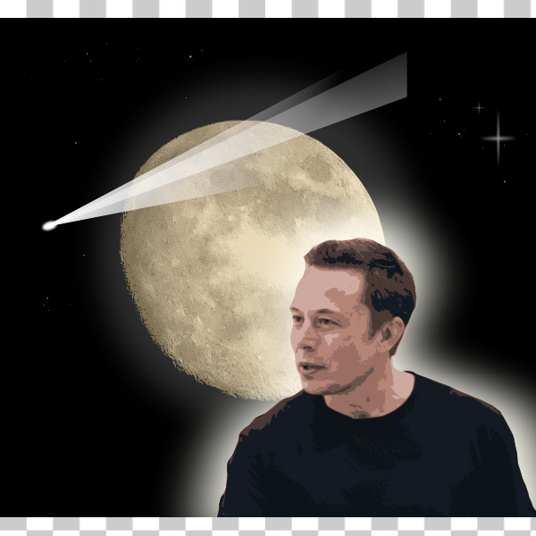 freesvgorg,photography,sky,space,astronomical object,Celestial event,Elon Musk,SPACE PROGRAM,remix+185017,businessperson,famous,head,human,illustration,inventor,moon,night,orb,remix+217215,svg,people