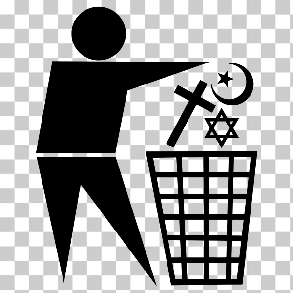 Atheism,Christianity,islam,judaism,religion,rubbish,symbol,trash,tidyman,svg,freesvgorg