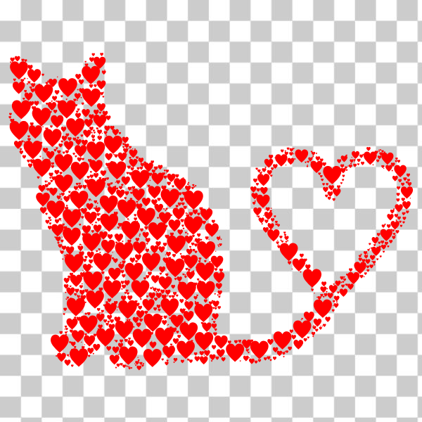 Free: SVG Cat 2 Silhouette Heart Tail Hearts Red - nohat.cc