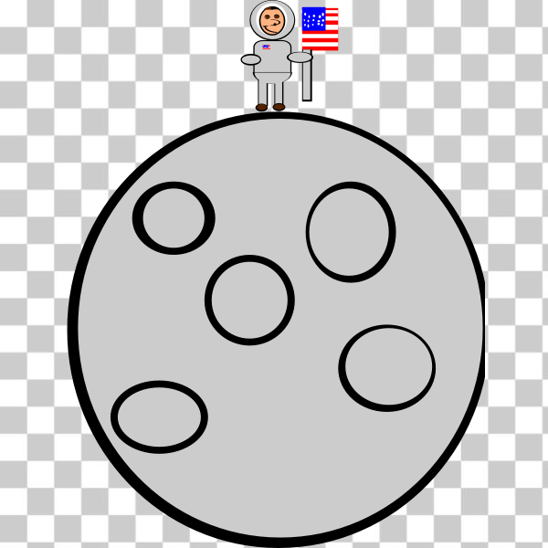 America,astronaut,cartoon,circle,flag,line-art,man,moon,oval,space,svg,freesvgorg