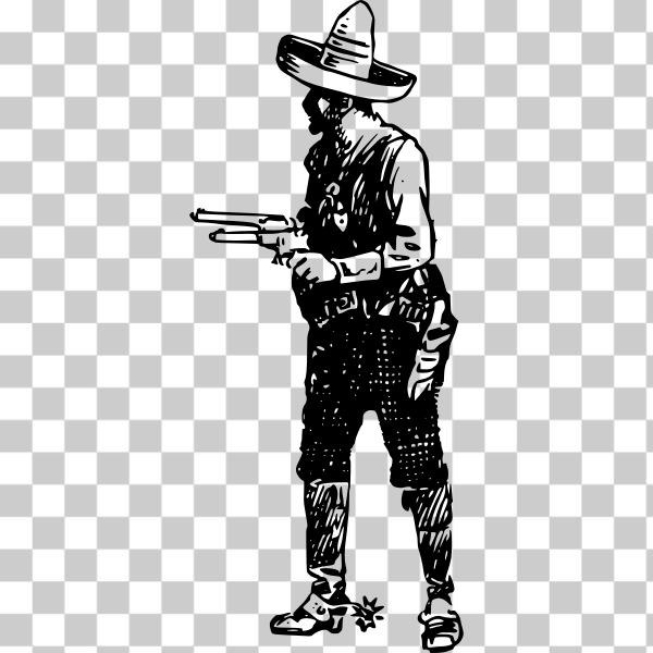 bandito,Cowboy,fight,guns,outlaw,pistols,profile,shoot,Good Old Stuff,svg,freesvgorg