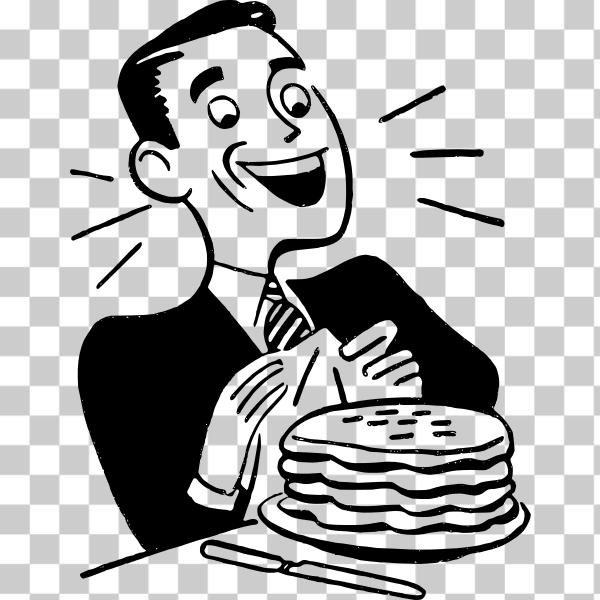 1940s,40s,eat,eating,food,man,pancake,svg,freesvgorg