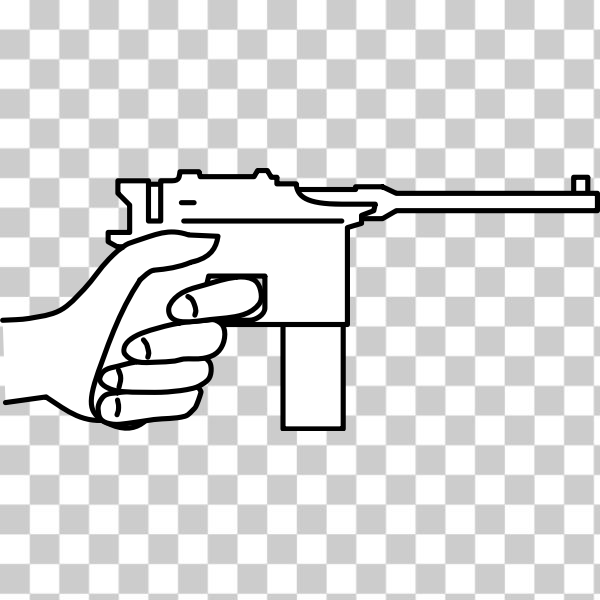 fire arm,German,gun,lineart,mauser,pistol,Weapon,svg,freesvgorg
