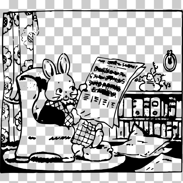 animal,anthropomorphic,cartoon,news,newspaper,Rabbit,sit,svg,freesvgorg