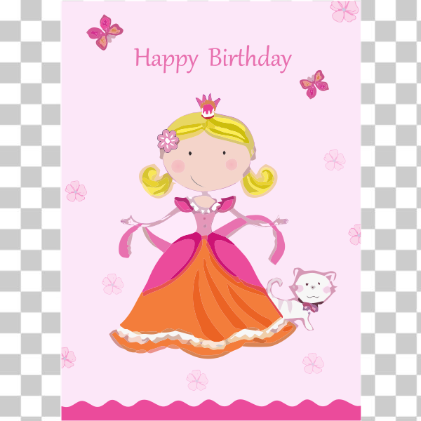 best,birthday,card,cat,drawing,girl,girly,pink,princess,Happy Birthday,Birthday Kids,Birthday card,svg,freesvgorg