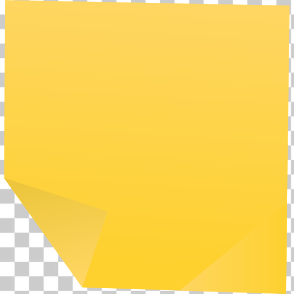 Yellow sticky post it note one single photo transparent background