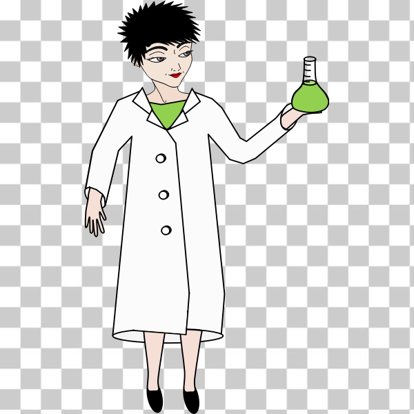 chemist,chemistry,comic,science,scientist,student,woman,Comic characters,spiky hair,Science student,remix 216548,svg,freesvgorg