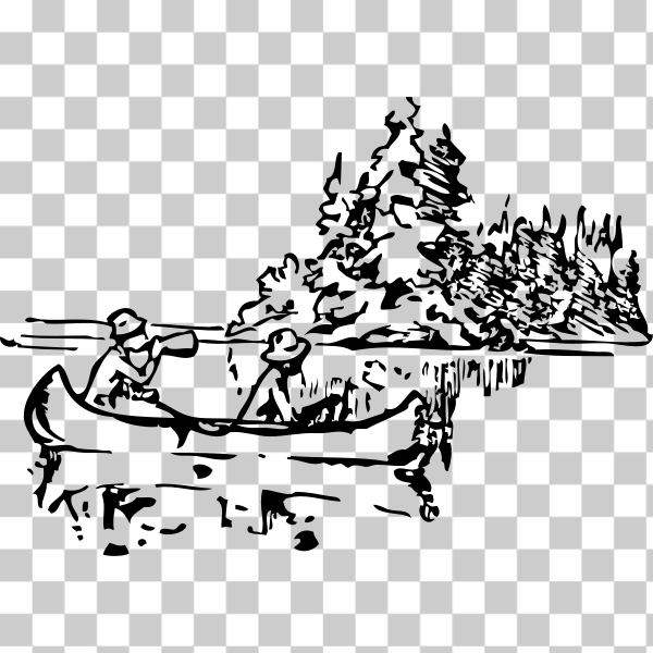black,boat,canoe,externalsource,mom,nature,scene,simple,sketch,laser cutting,for CNC,svg,freesvgorg