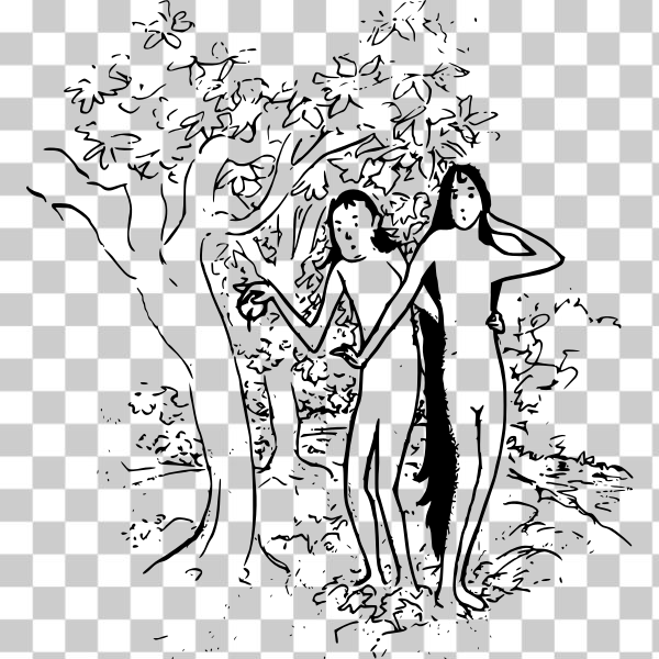 Free: SVG Adam and Eve cartoon 
