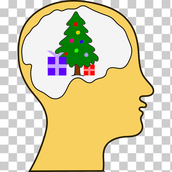 brain,Christmas,gift,mind,present,thinking,tree,svg,freesvgorg