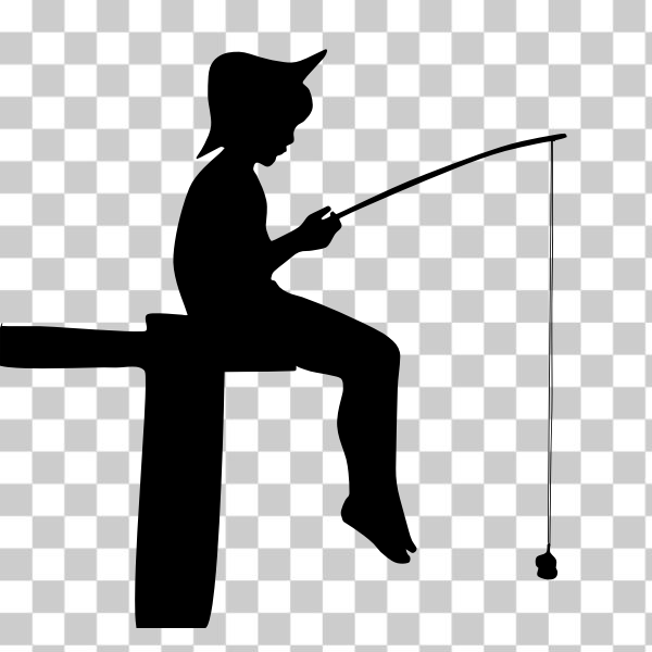 Free: SVG Fishing boy silhouette 