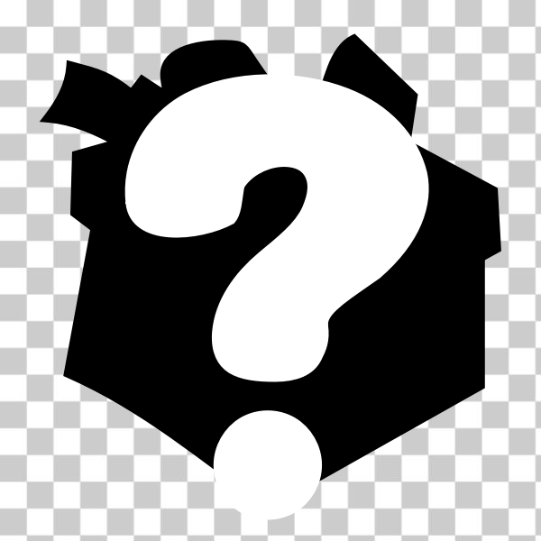 black,gift,question,question mark,sign,silhouette,symbol,white,award surprise,svg,freesvgorg