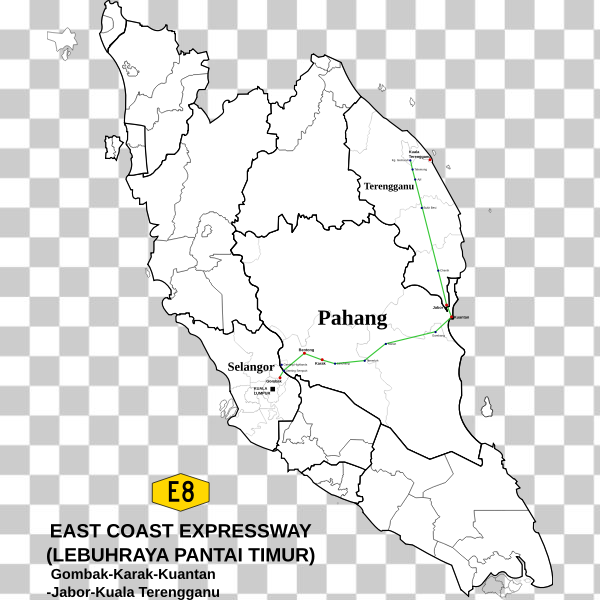 expressway,highway,Malaysia,map,pahang,road,route,traffic,transport,svg,freesvgorg