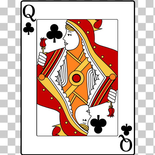 card,card game,cards,game,games,Queen of Clubs,svg,Card game,freesvgorg