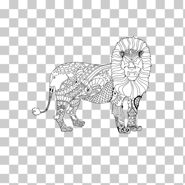 freesvgorg,black,coloring book,coloring pages,drawing,illustration,lion,svg,Coloring pages,redglove,zentangle