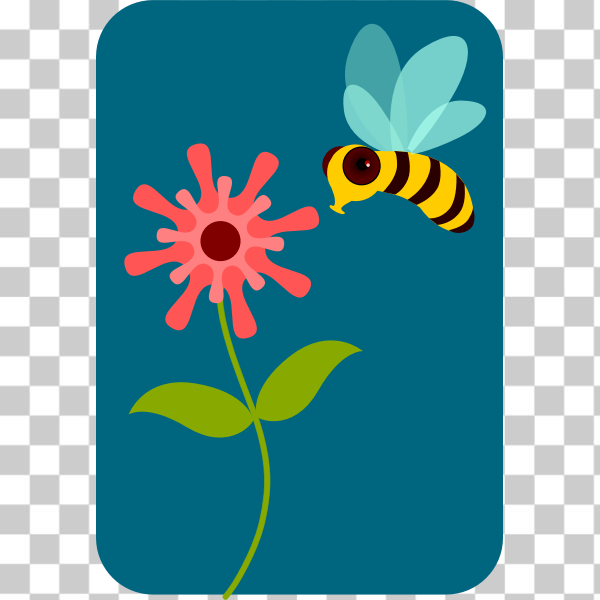 bee,flower,fly,flying,insect,leaves,nectar,petals,pollination,Token Illustrations,Pollinate,svg,freesvgorg