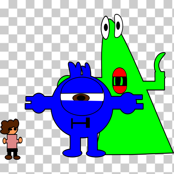 animated,blue,cartoon,characters,green,monsters,two,svg,freesvgorg