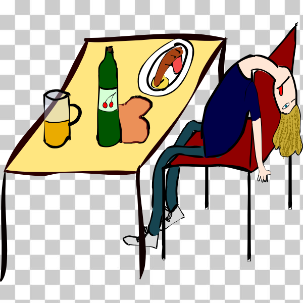 alcohol,beer,food,human,party,person,sleep,table,upload2openclipart,svg,freesvgorg