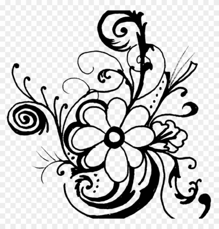 flower clip art black and white outline