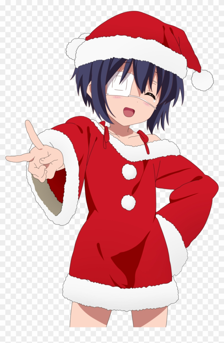 Kawaii Christmas Anime Girl in Red Dress · Creative Fabrica