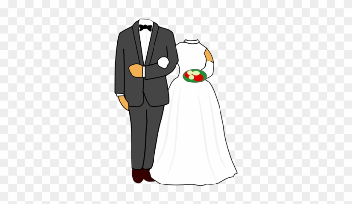 Free: Illustration Of Headless Wedding Couple - Cartoon Bride And Groom -  
