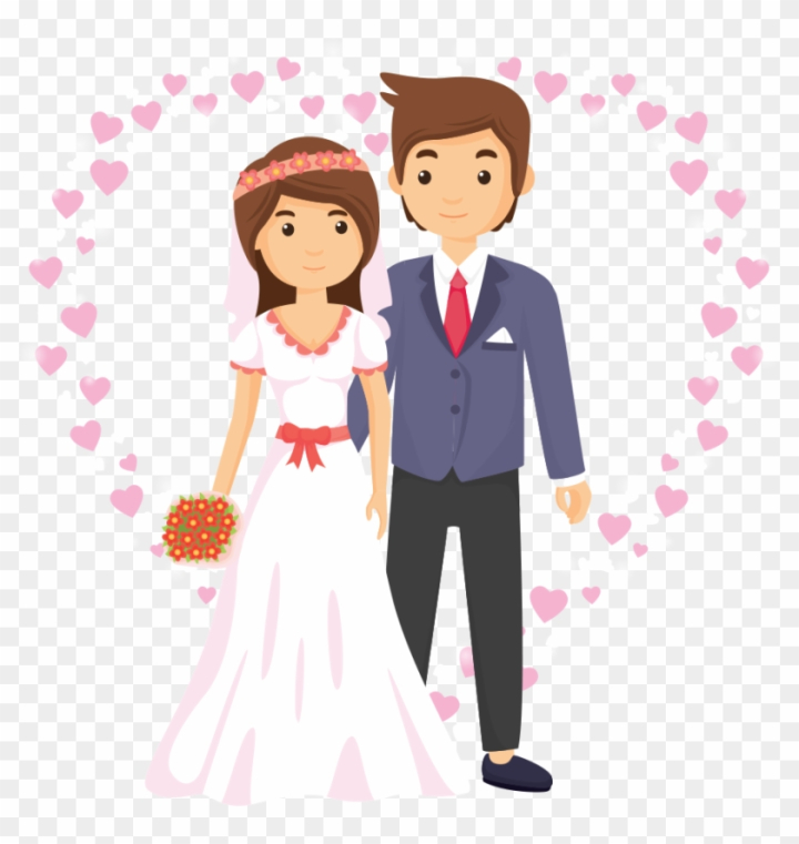 Free: Wedding Anniversary Wish Hindi Whatsapp - Png Wedding Cartoon Couple  
