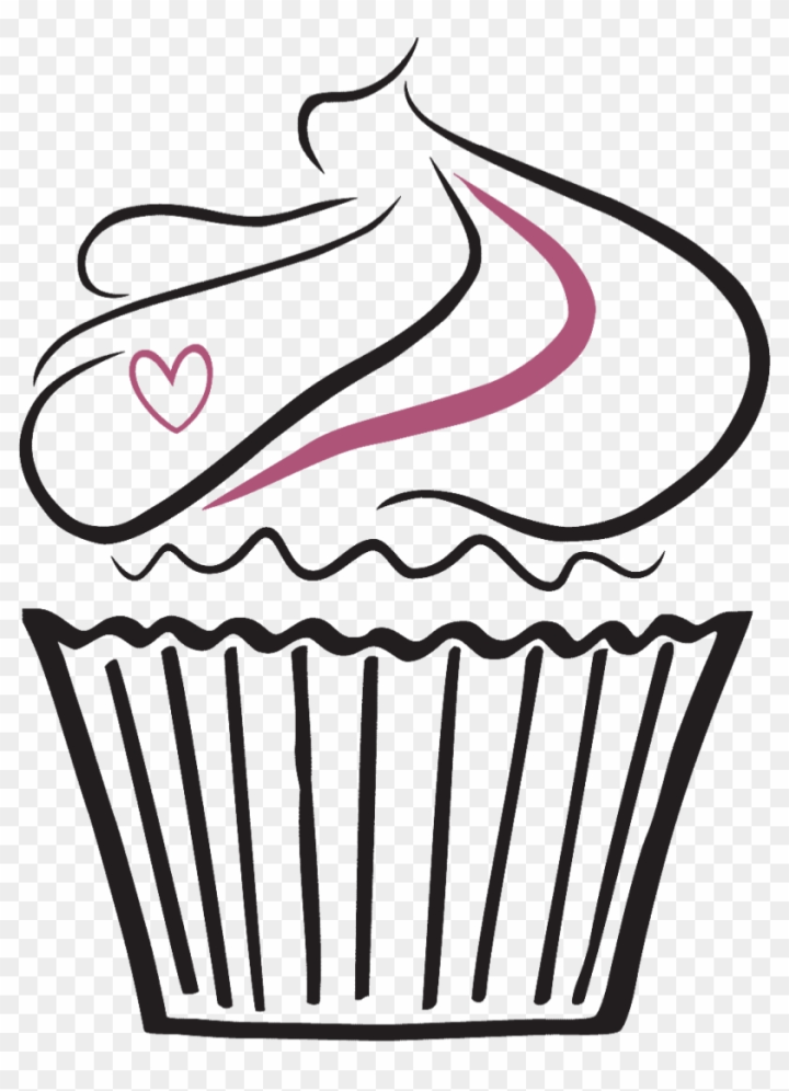 cupcake clipart black and white