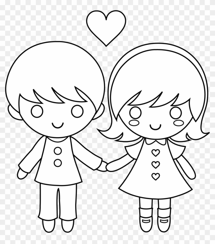 how to draw a boy and girl holding hands step by step
