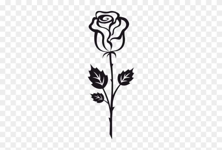 Vector isolated simple single rose drawing. Colorless black and white  contour outline sketch one rose. Tiny simple small rose tattoo. Stock  Vector | Adobe Stock