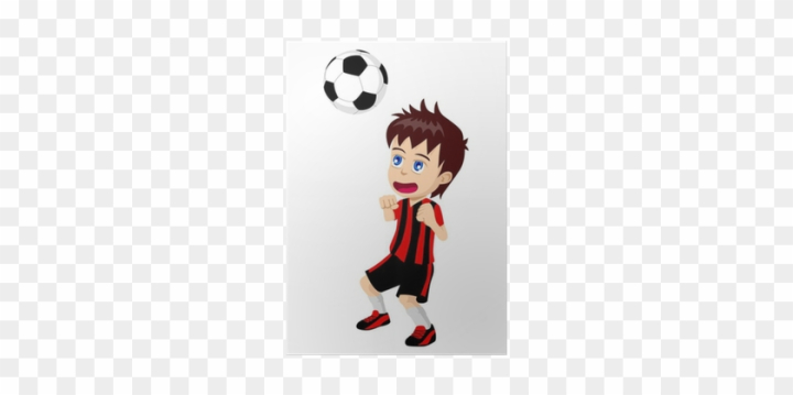 Free: Cartoon Illustration Of A Kid Playing Soccer Poster - Monitos  Animados Jugando Futbol 