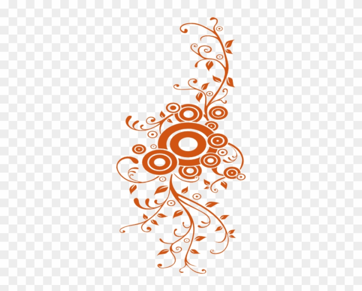 Orange Floral Swirly Shape Vector Background