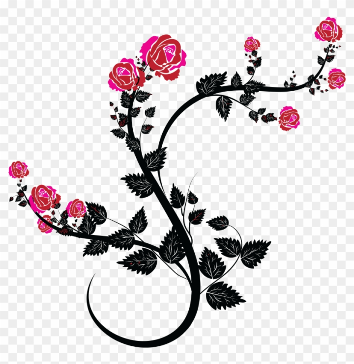 pink and black flower clip art