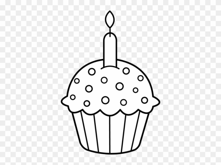 Free: Birthday Black And White Image Of Birthday Clipart - Cute Cupcake Coloring Pages - nohat.cc