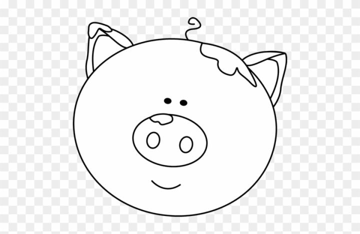 Free: Black And White Pig Face With Mud - Pig Face Clipart Black And White  