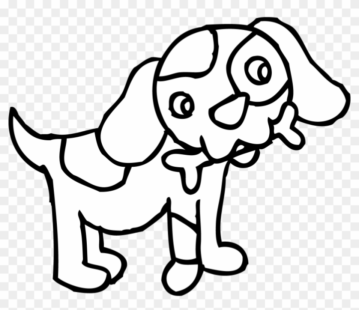 Free: Black & White Clipart Pet - Cartoon Dog To Colour 